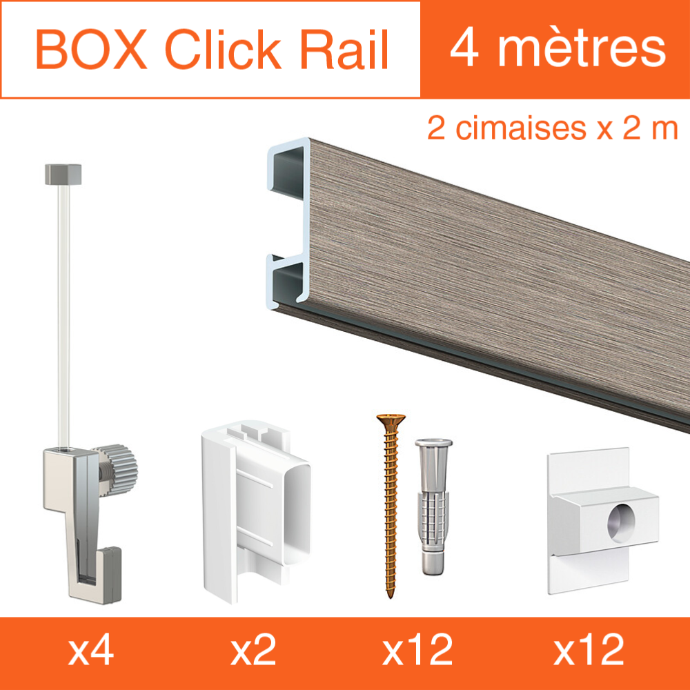 Cimaise Box Artiteq Click ÉCO - Kit accrochage tableau 4 mètres , Blanc laqué - 2