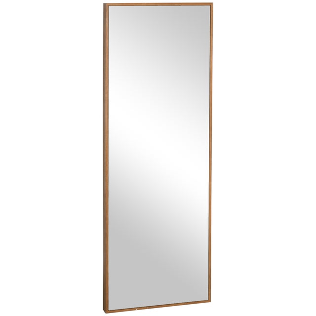 Pełnowymiarowe lustro ścienne o wymiarach 125x45cm z ramą z naturalnego drewna do garderoby, przedpokoju lub sypialni