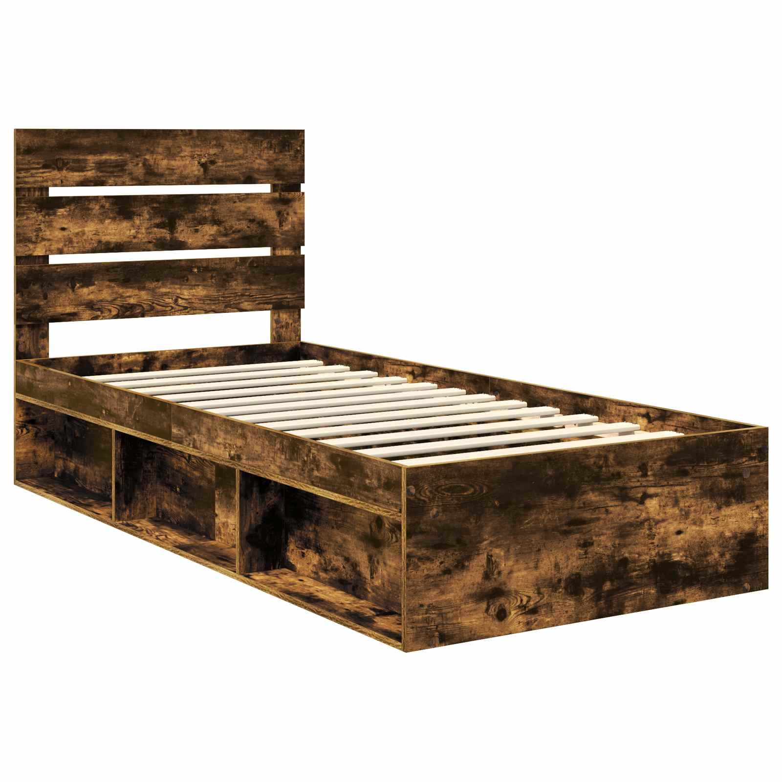 Cadre de lit chêne fumé 90 x 190 cm en bois de pin massif - 4