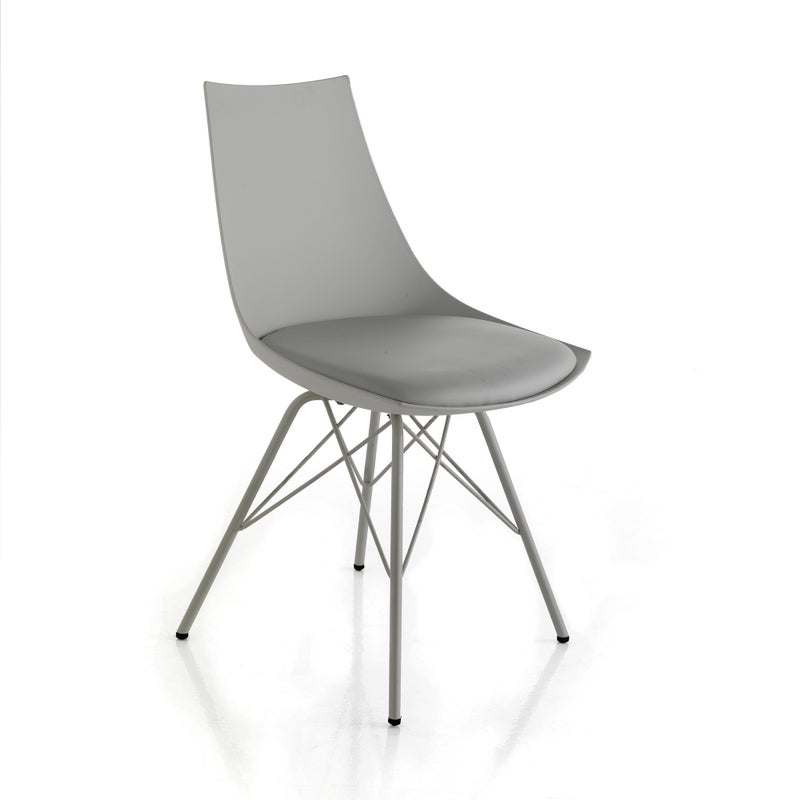 Zestaw 2 krzeseł KIKI GREY, szary polipropylen i biały metal, 47x53x81 cm