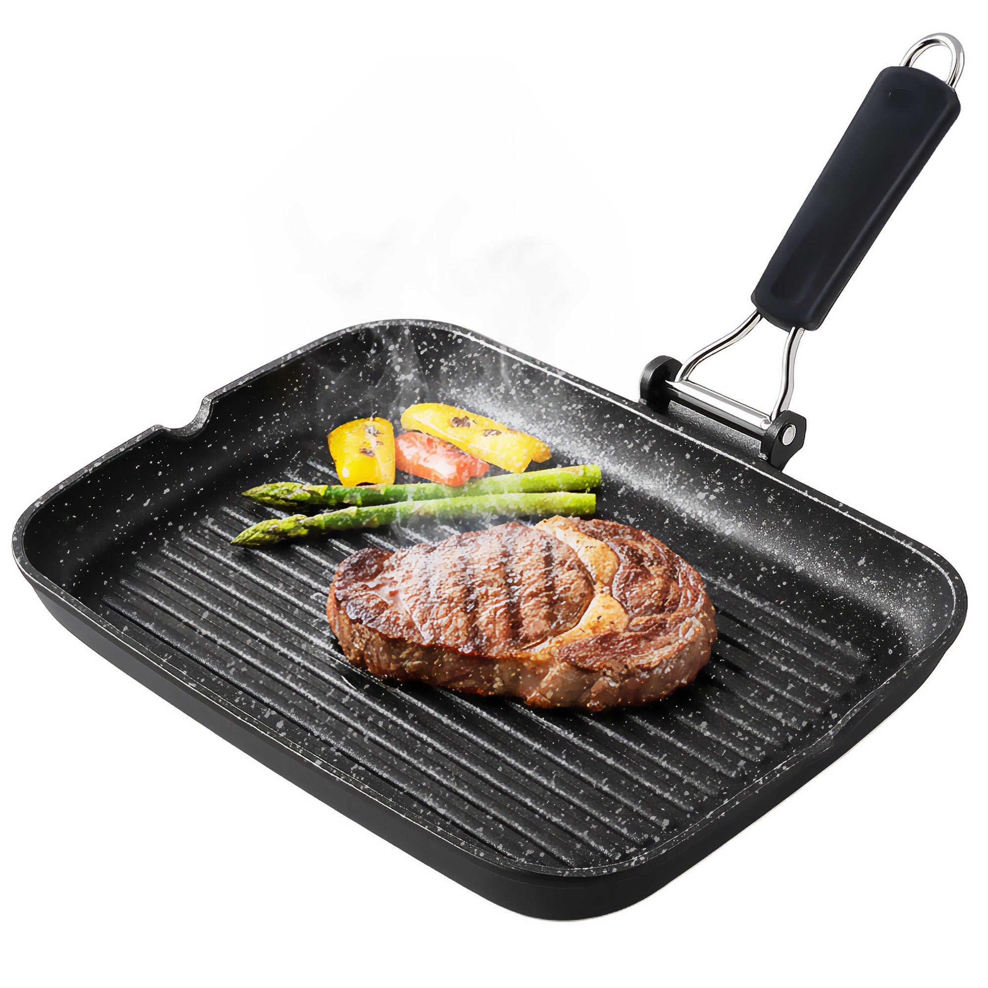Bistecchiera Plancha Antiaderente con Griglia (anche Induzione) – cm 34×25 – Coltelleria Gianola