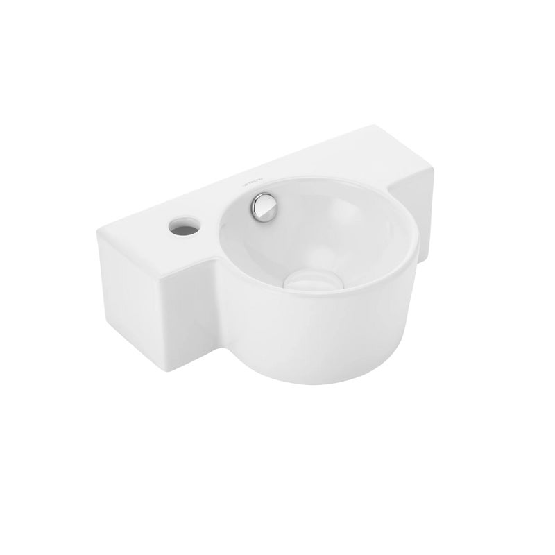 Umywalka ścienna Uptrend ROXA biały połysk, z otworem na baterię oraz przelewem, lewa 1 szt.