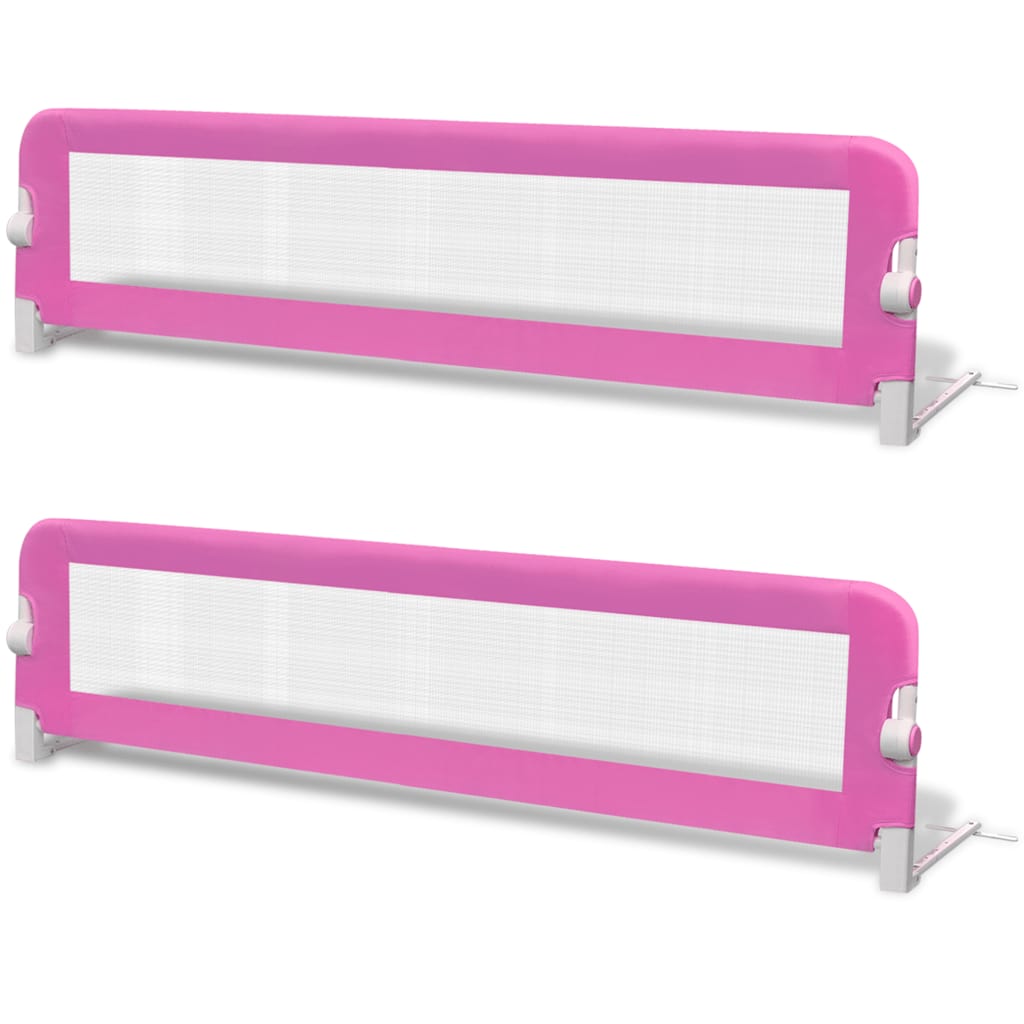 Barandilla de seguridad cama de ni?o 2 uds rosa 150x42 cm - comfortxl