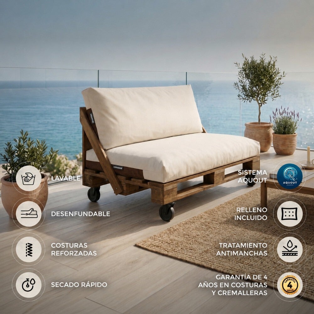 Set de cojines para palets Asiento 120x80x20 + Respaldo 120x45x25&nbsp;Turquesa Naylim Mate Happers - 5