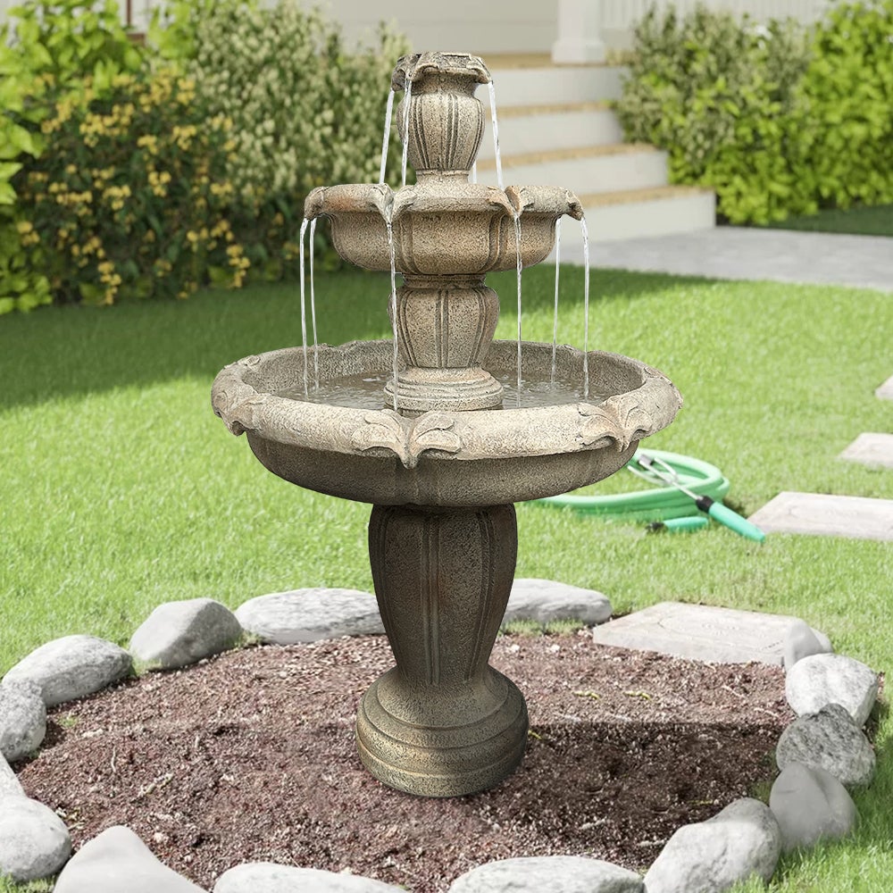 Fontaine moderne en béton de 122 cm de haut pour usage extérieur avec pompe électrique - 4