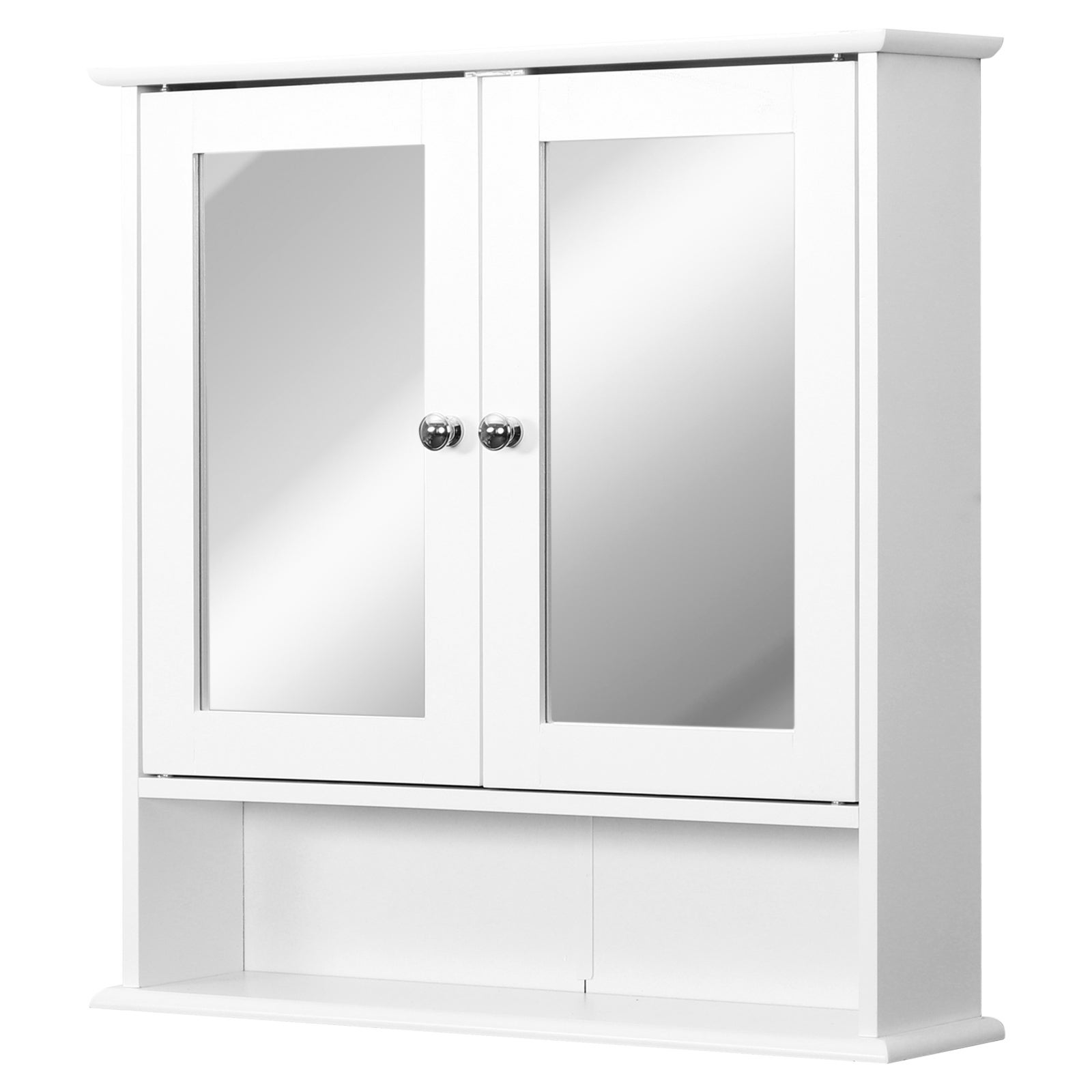 Armoire de salle de bain murale avec miroir, porte, organiseur et étagères de rangement,meuble de salle de bain, blanc - 6