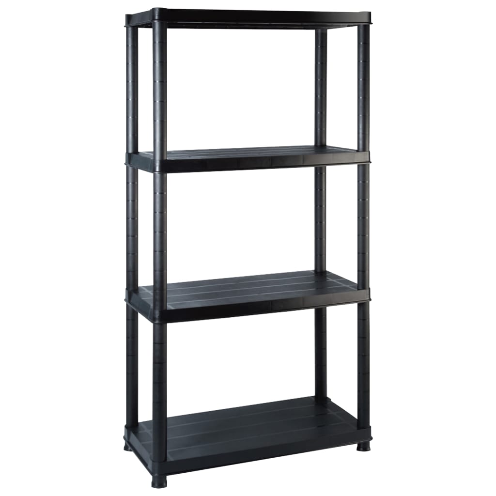 Mensola portaoggetti libreria 4 livelli 130 cm plastica nera 02_0000646 - 2