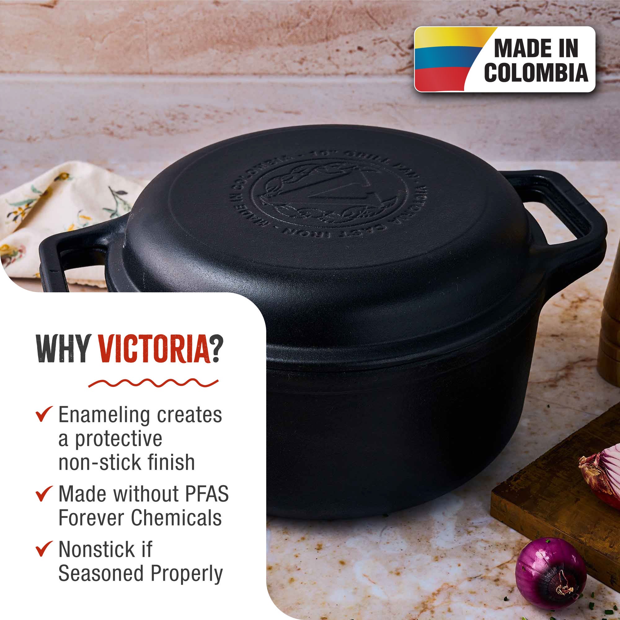 Forno Olandese Victoria Ghisa Smaltata 31 Cm - 5,7L Per Cucina E Forno - Foto 6