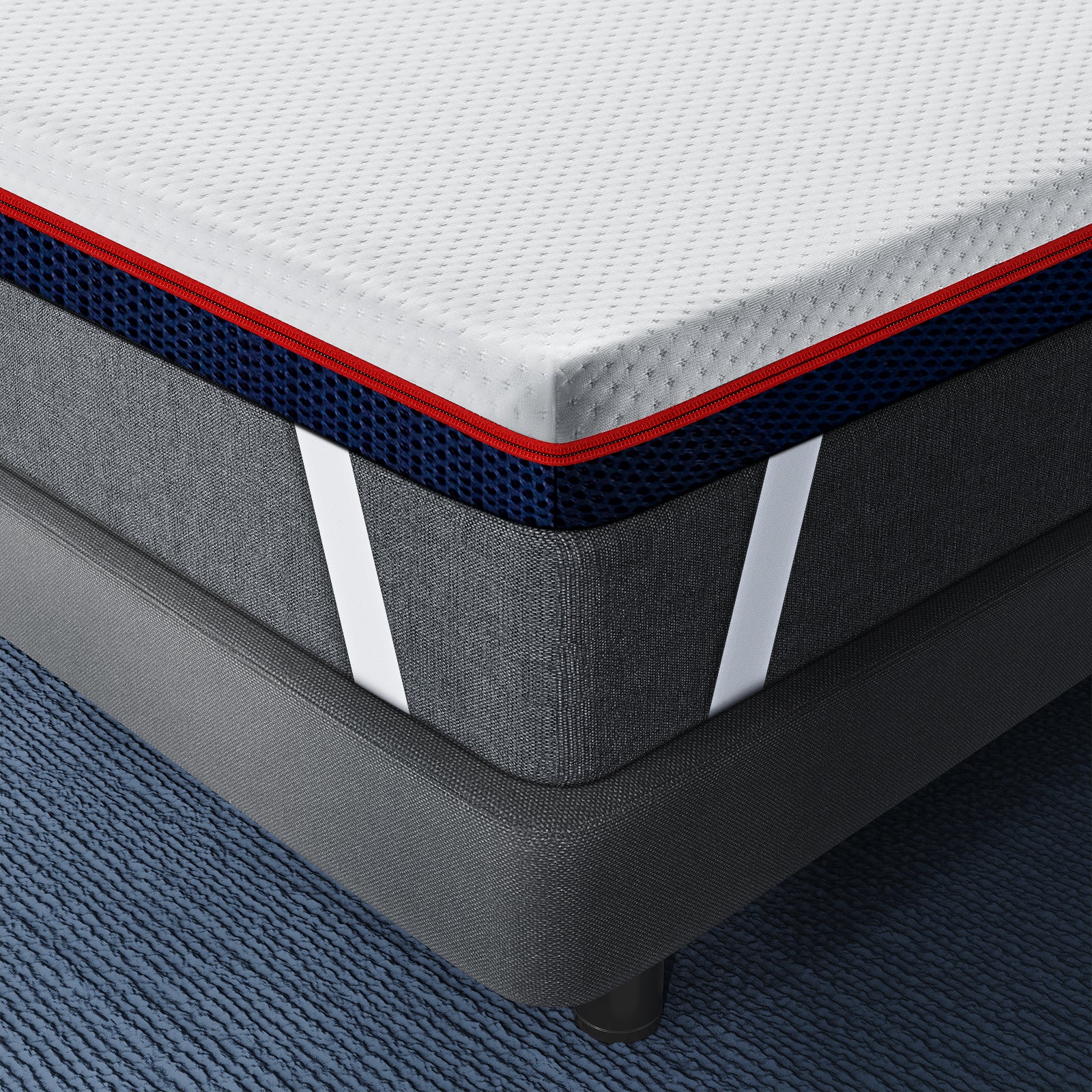 Surmatelas 160x200 cm INRE, Epaisseur 8cm, Mousse à mémoire de forme, haute densité, avec housse hypoallergénique lavable - 6