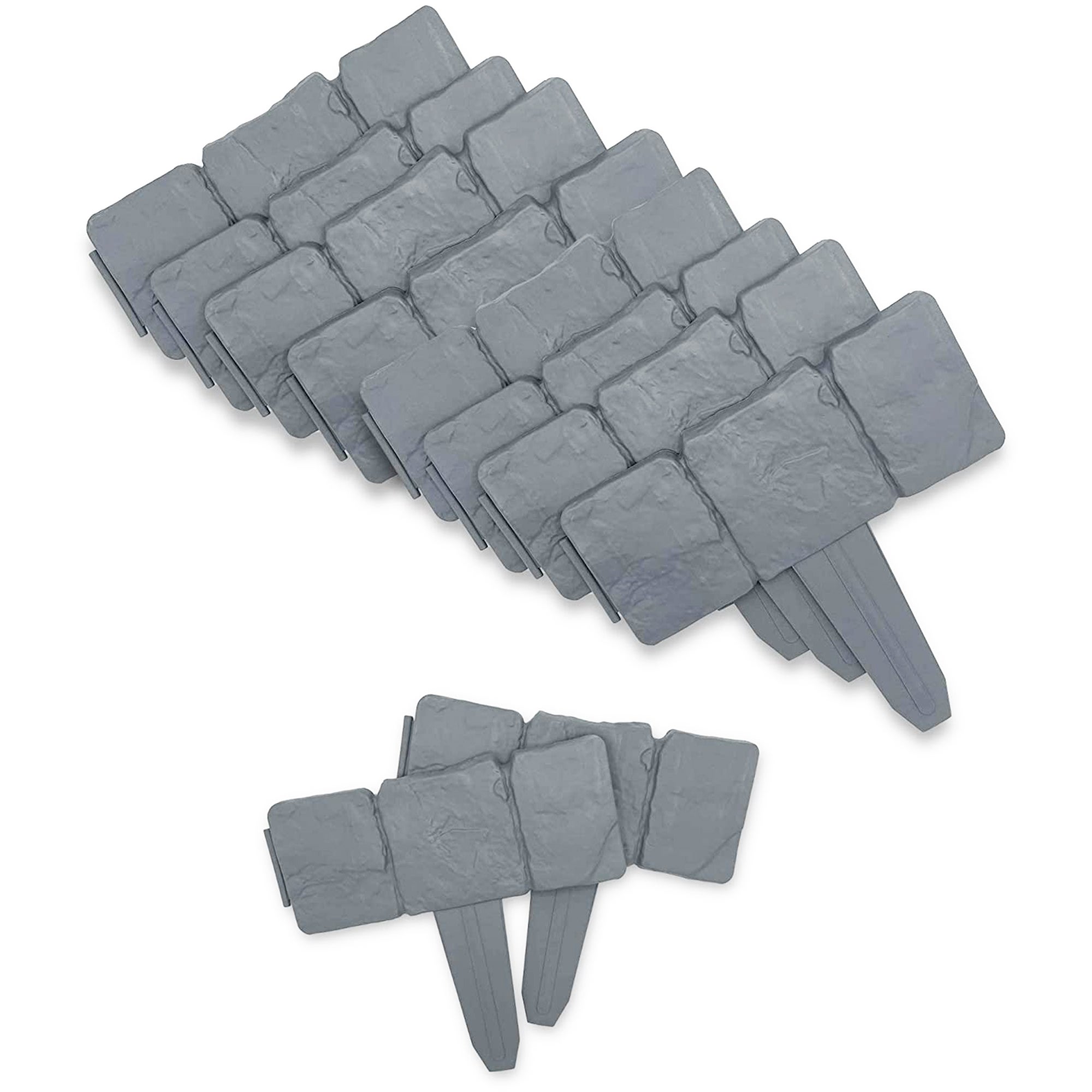 Bordura di Recinzione Prato Effetto Pietra 41 pz Plastica 10 m