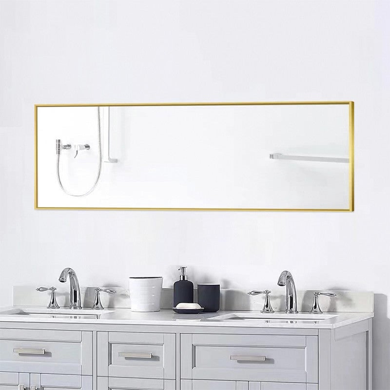 Miroir sur pied, Miroir chambre, Miroir mural, 150x40cm, Il peut être suspendu, placé verticalement ou contre un mur, Miroir mural rectangulaire, Doré - 5