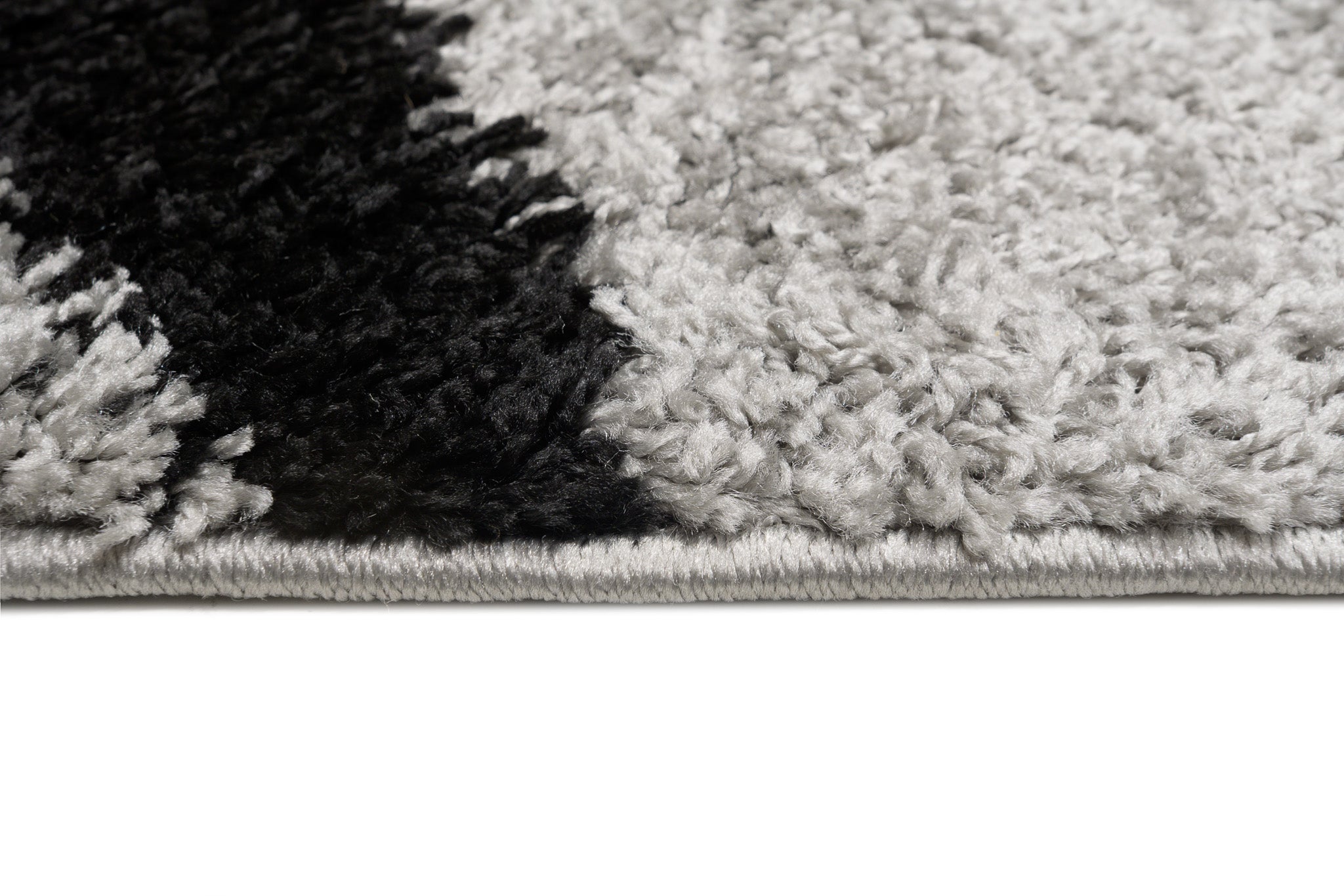 TAPISO Delhi Tapis de Salon Chambre Gris Blanc Noir Demi-Cercles Moelleux Shaggy Super Doux Poils Longs Epais 60 x 100 cm - 5