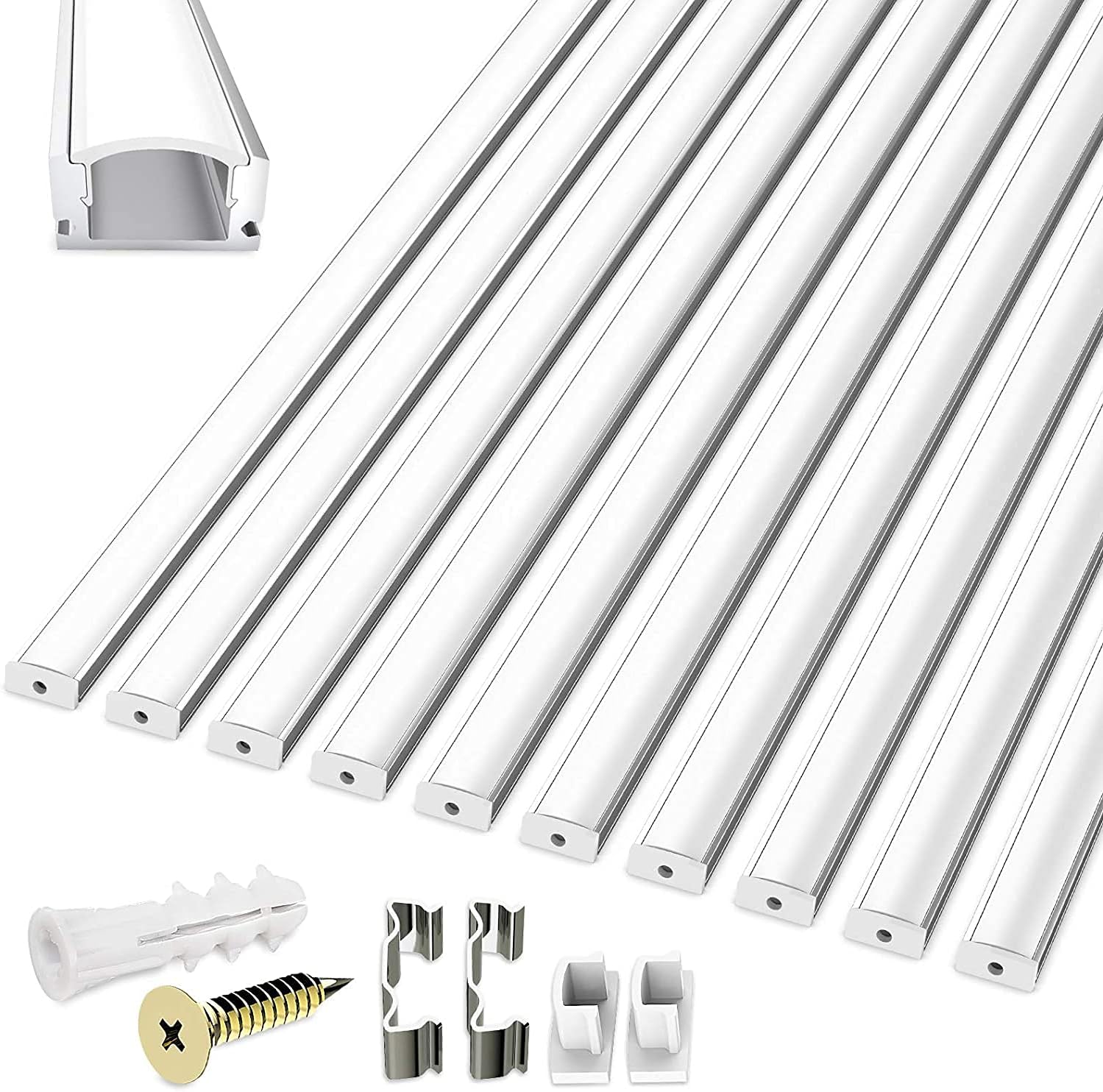 Profilé aluminium en U encastrable de 4 pieds pour ruban LED (LUX745) - LED Montreal