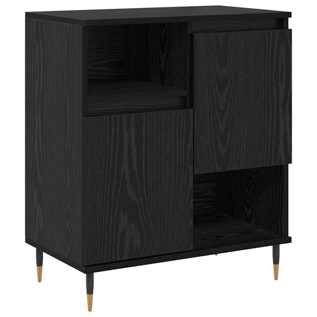 Buffet En Bois D'ingénierie Style Chêne Artisanal - 60x35x70 Cm, 4 Portes, Jambes En Fer - Rangement Salon/salle à Manger