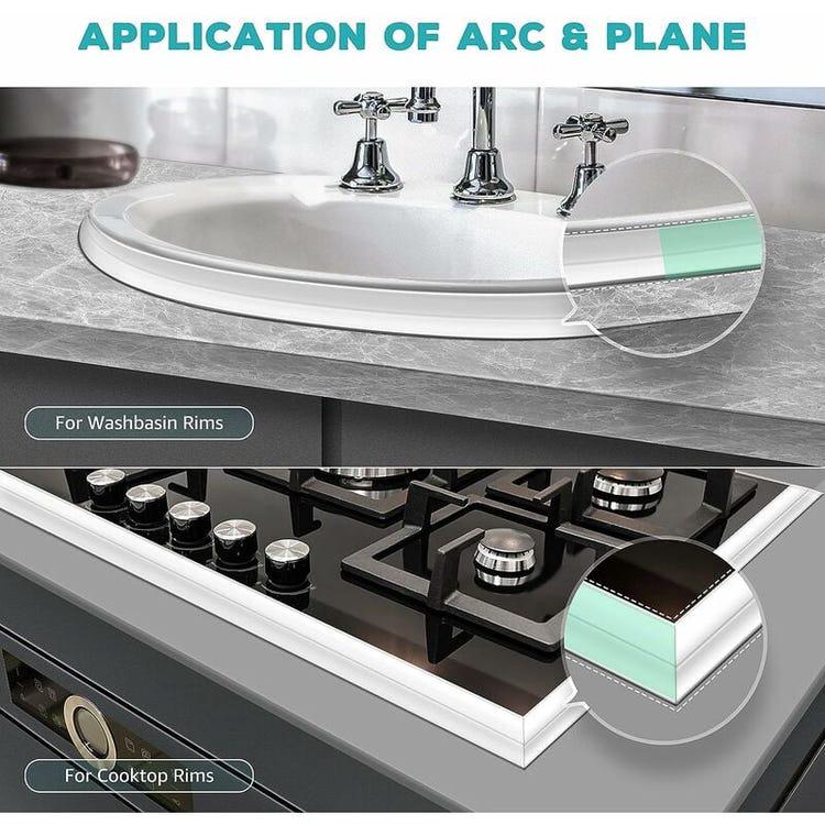 Striscia sigillante in silicone bianco per bagno, striscia sigillante per vasca da bagno, nastro sigillante impermeabile, nastro flessibile da cucina - 2