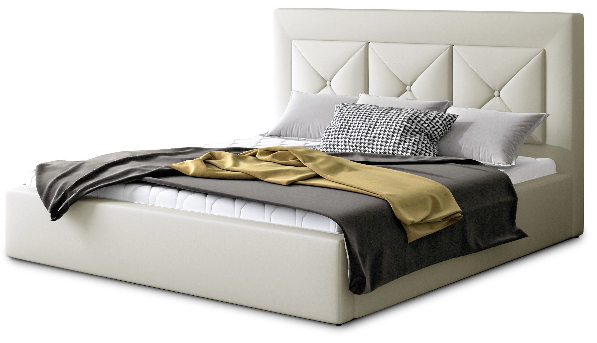 Lit Superposé Double Couleur Crème – Avec Matelas 90x200 Cm – Bois – Occasion
