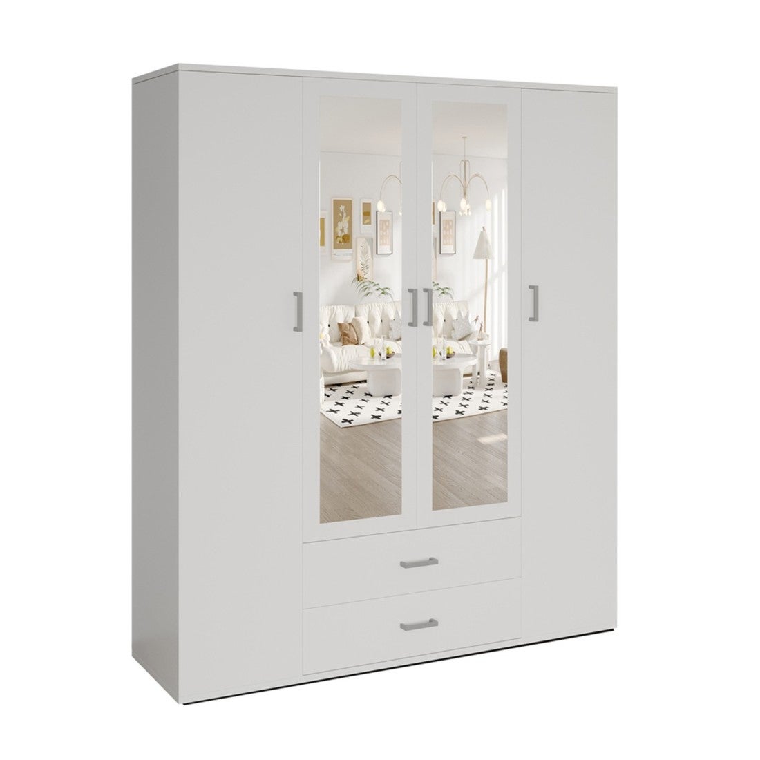 Armoire TOM 4 Portes Avec Miroirs - Gris Anthracite, L160 X P52 X H185 Cm, Design Moderne, Grande Capacité - 3