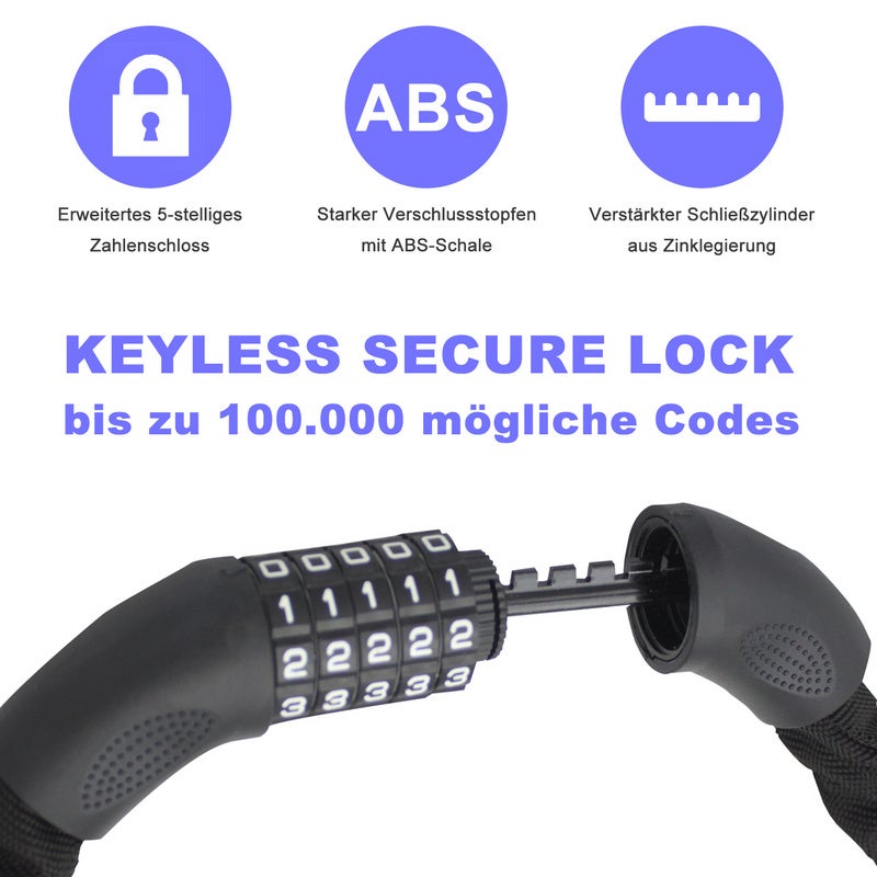Candado Para Bicicleta, Candado De Combinación Reiniciable De 5