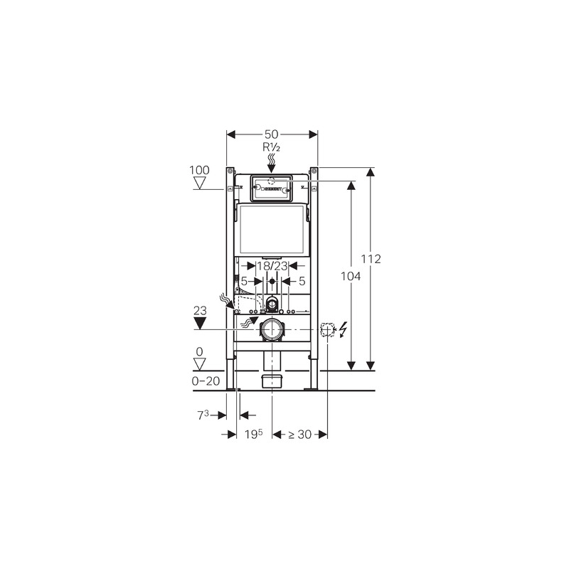 BÂTI SUPPORT GEBERIT PACK CITERNE ENCASTRÉE ET BOUTON DELTA 01 BLANC AVEC LE TOILETTE SUSPENDU ROUND SMART 52CM TOR 3 AVEC SIÈGE FIN - 6