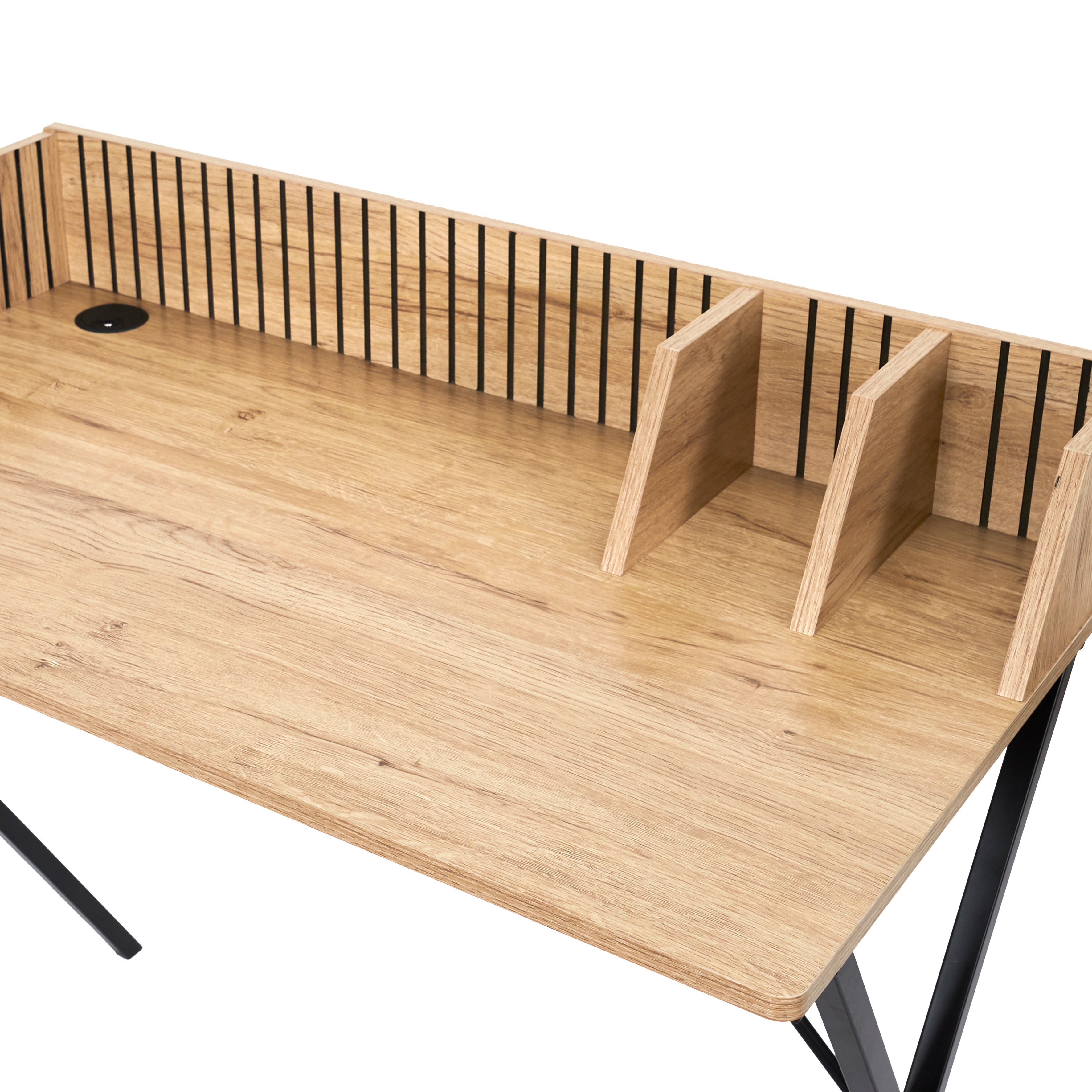 Bureau - HOME DECO FACTORY - Klaus - Élégant - Pratique - Marron et Noir - 5