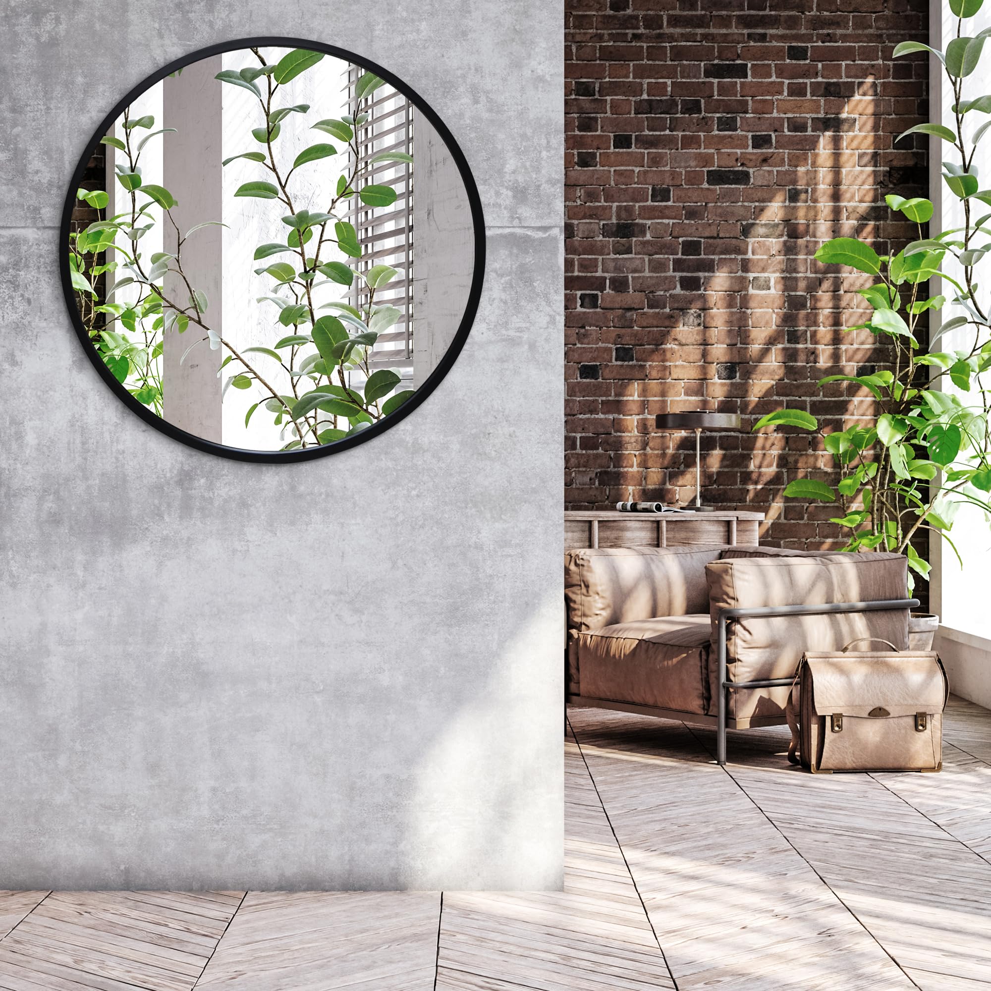 Americanflat Specchio Rotondo da Parete da 81,2 cm con Cornice Nera - Specchio Tondo Bagno, Camera da Letto, Ingresso, Salotto - Specchio da Parete Ro - 6