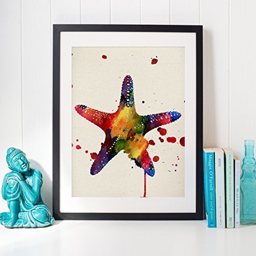 Lamina para enmarcar estrella de mar nacnic laminas decorativas para pared laminas estilo acuarela regalos de la naturaleza marco madera clara - a3