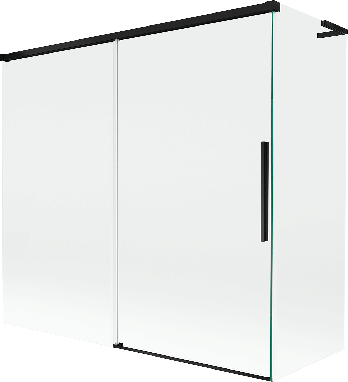 Mexen Rox L parawan nawannowy 2-skrzydłowy rozsuwany 170 + 70 x 150 cm, transparent, czarny - 8C9L-170-070-70-00