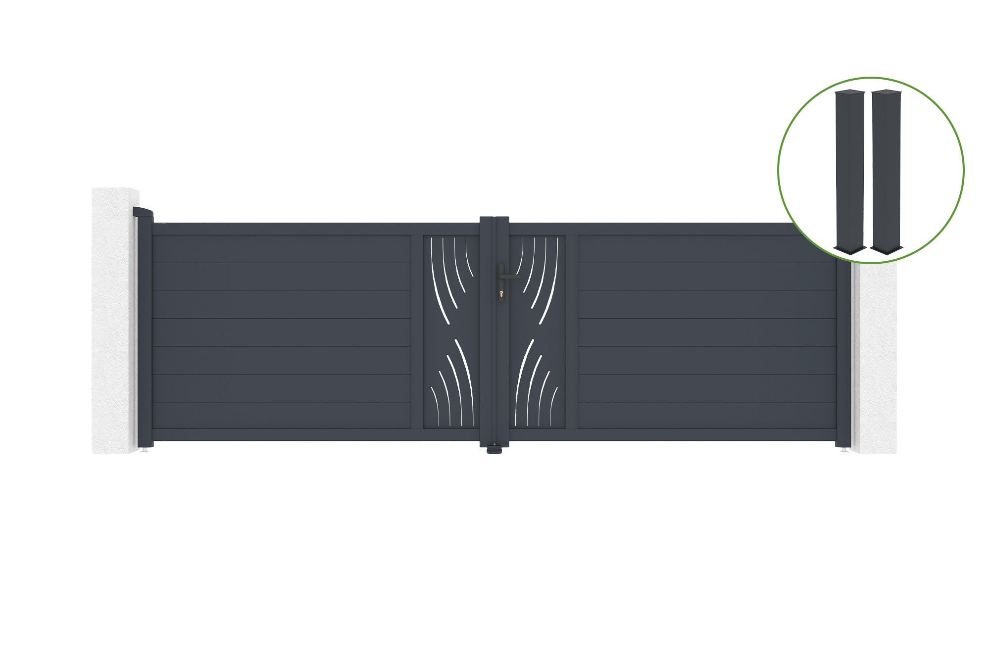 Brama skrzydłowa 4m VELETA wys. 120cm aluminium szare + 2 słupki 20x20cm wys. 16