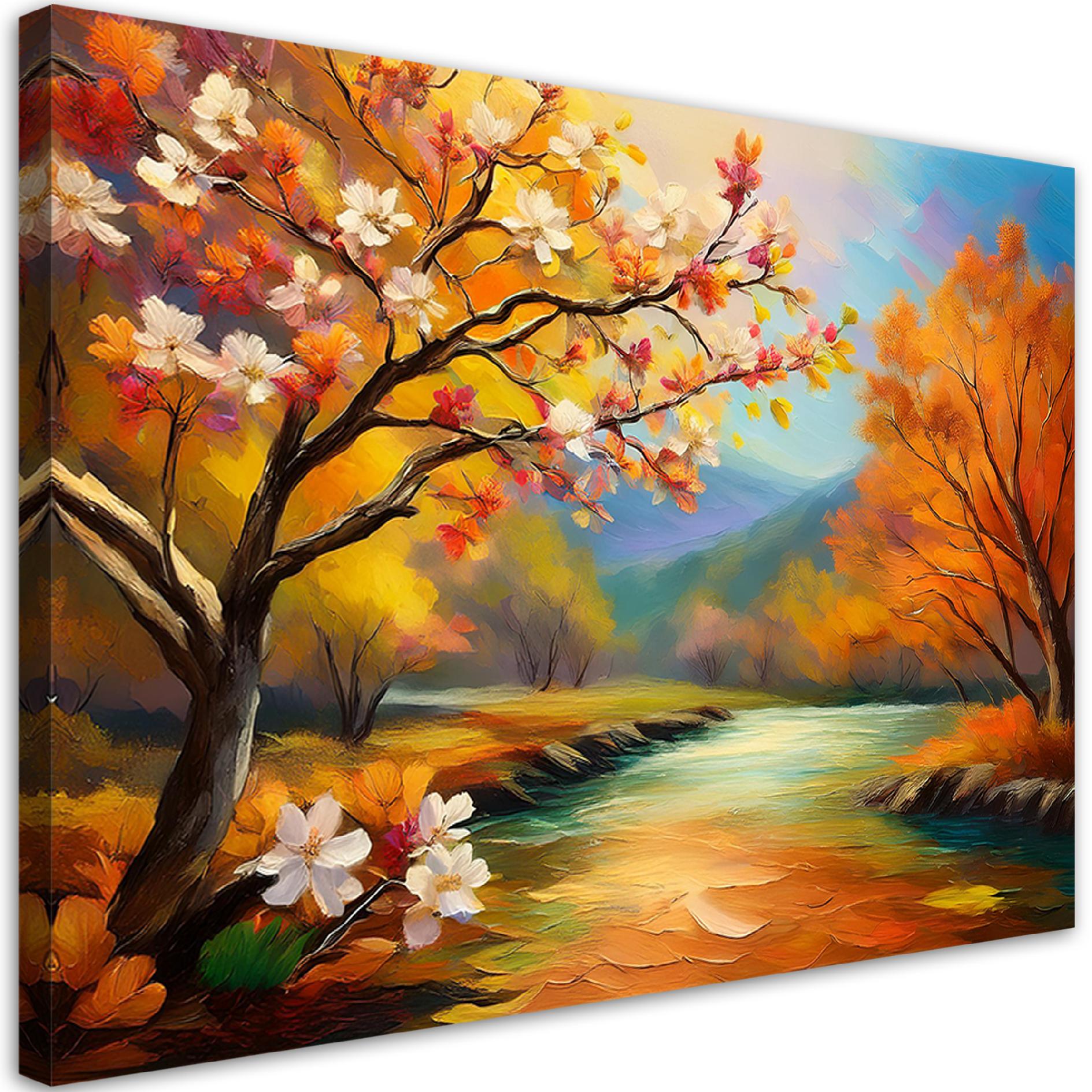 Obraz na płótnie, Rzeka Natura Drzewa Las 90x60