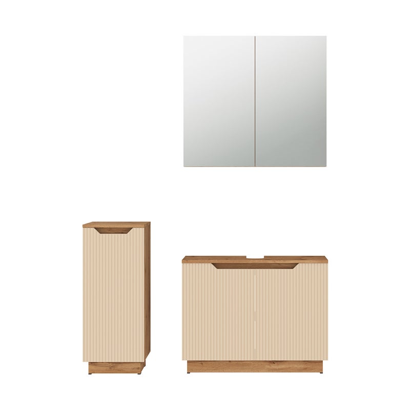 Vicco Zestaw mebli łazienkowych Lotta, Dąb/kaszmir w paski, 3 części