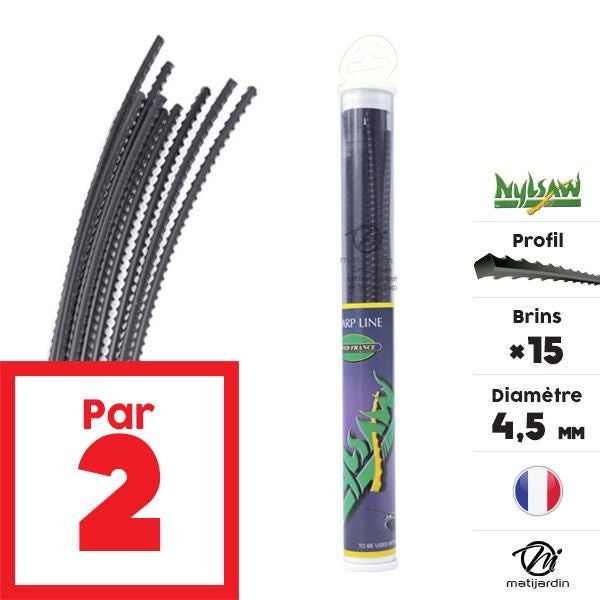 2 tubes fil nylon cranté Nylsaw 15 brins de 4,5 mm - 2