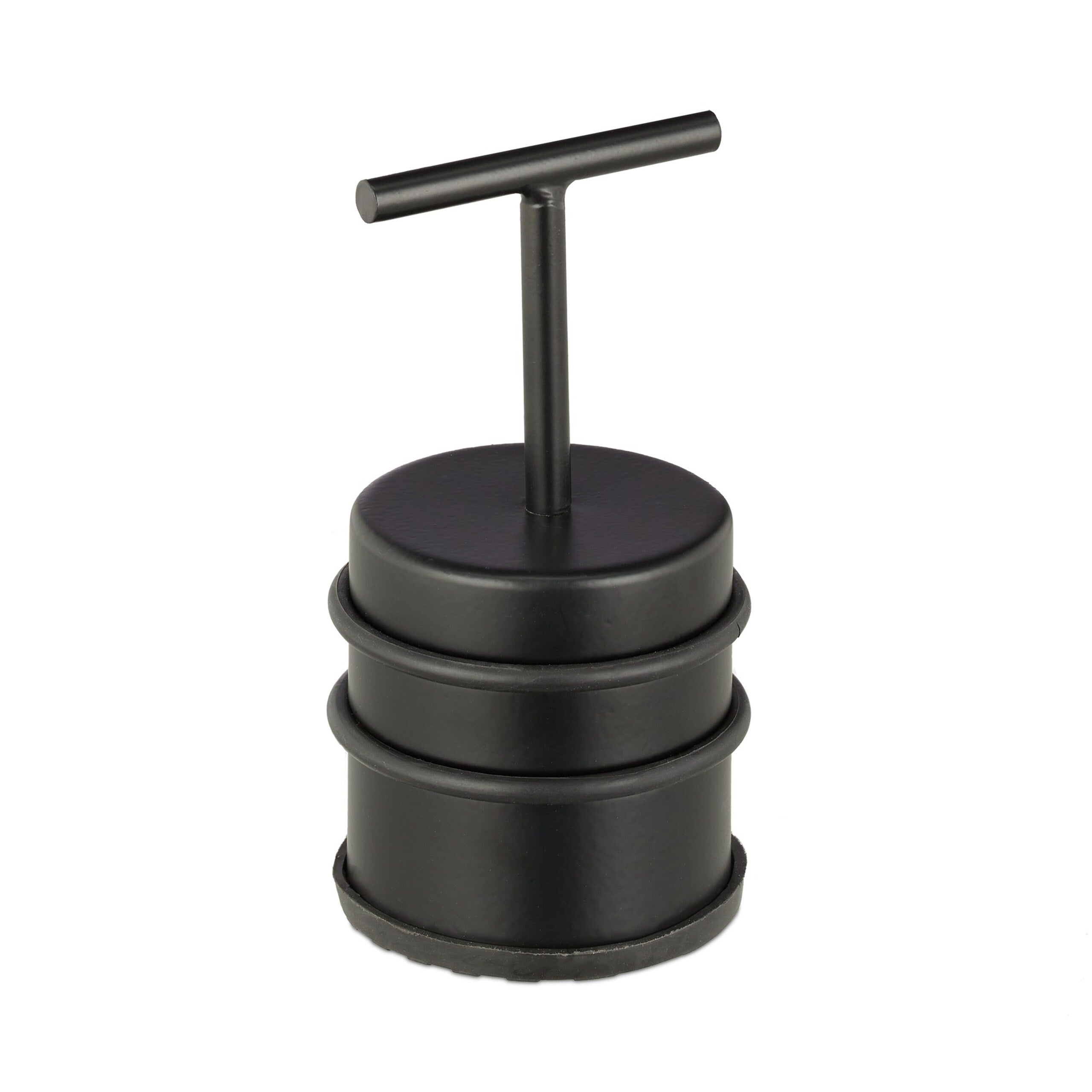 Butoir de porte avec poignée, porte & fenêtre, haute, ronde, intérieur, caoutchouc, inox, ∅7 cm, noir, Relaxdays - 9