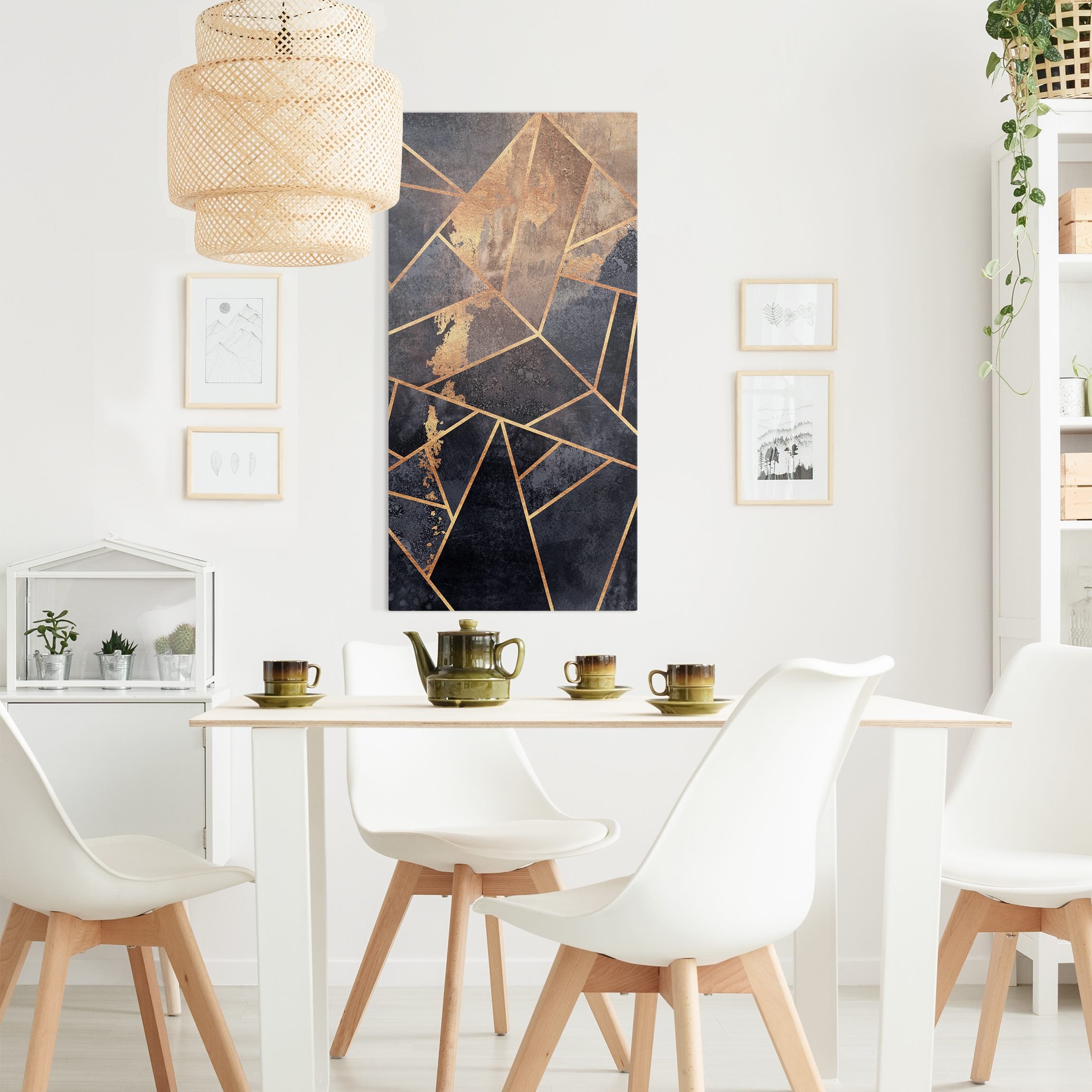 Impression sur toile tableau sur toile châssis noir art à motifs abstrait peinture 56 cuisine chambre à coucher salon couloir 30 x 60 cm - 2