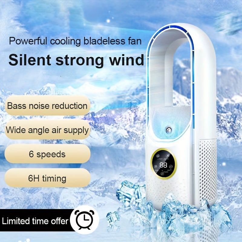 Ar Condicionado portátil USB com temporizador ajustável de 6 velocidades para casa e escritório, branco - 8