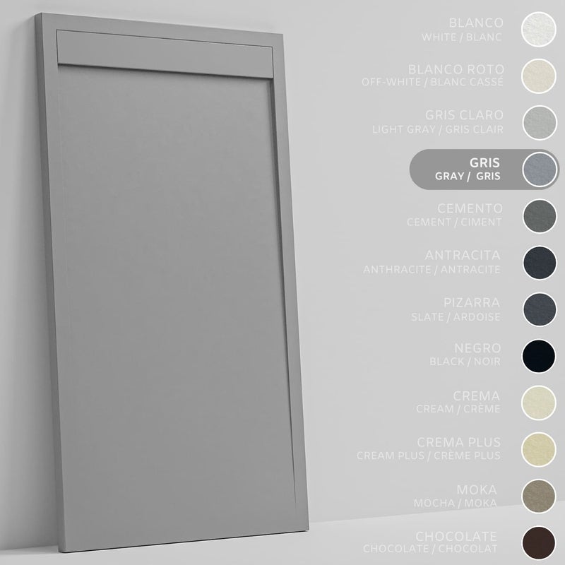 SOULHOME Brodzik prysznicowy– Żywica– Gel Coat– Gładka/Kamienna tekstura – Antypoślizgowy – szary- 120x90- Niski 3cm– Minimalistyczny