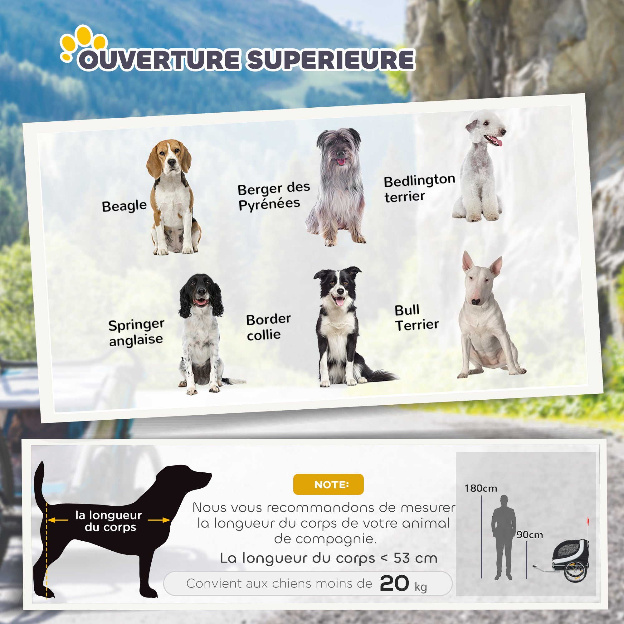 Remorque vélo pour chien animaux Acier PawHut - 4