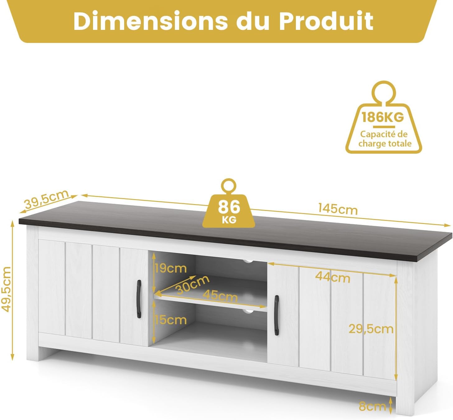 Mobile TV con 2 Ante per TV fino a 65