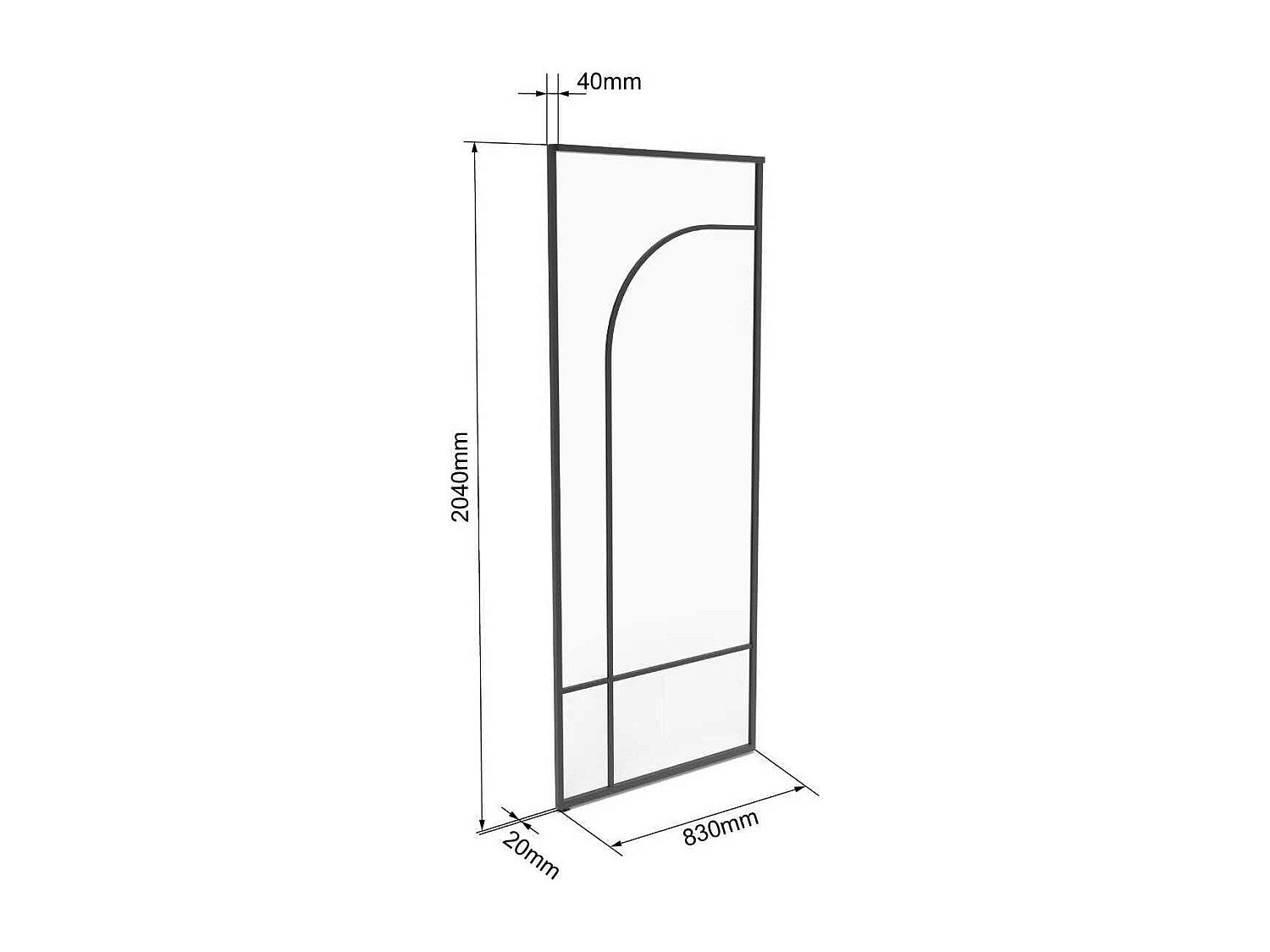 Porte coulissante avec système en applique style verrière - aluminium et verre trempé - H204 x L83 cm - Noir - CLOSIDA - 7