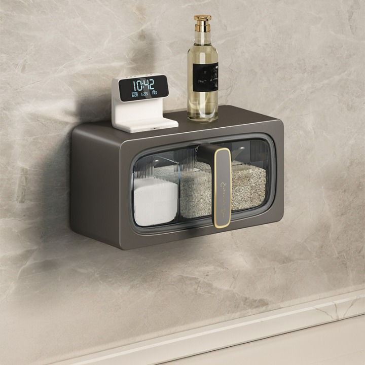 Zestaw kuchennych pojemników na przyprawy Spice Box, montowany na ścianie, ciemnoszary, 23,4*9,6*12 cm