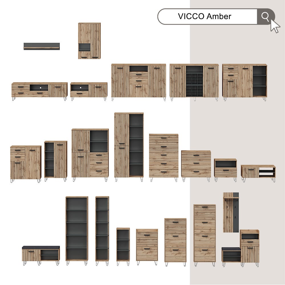 Vicco Étagère Amber, Chêne Wotan, 100x20cm support mural - 9