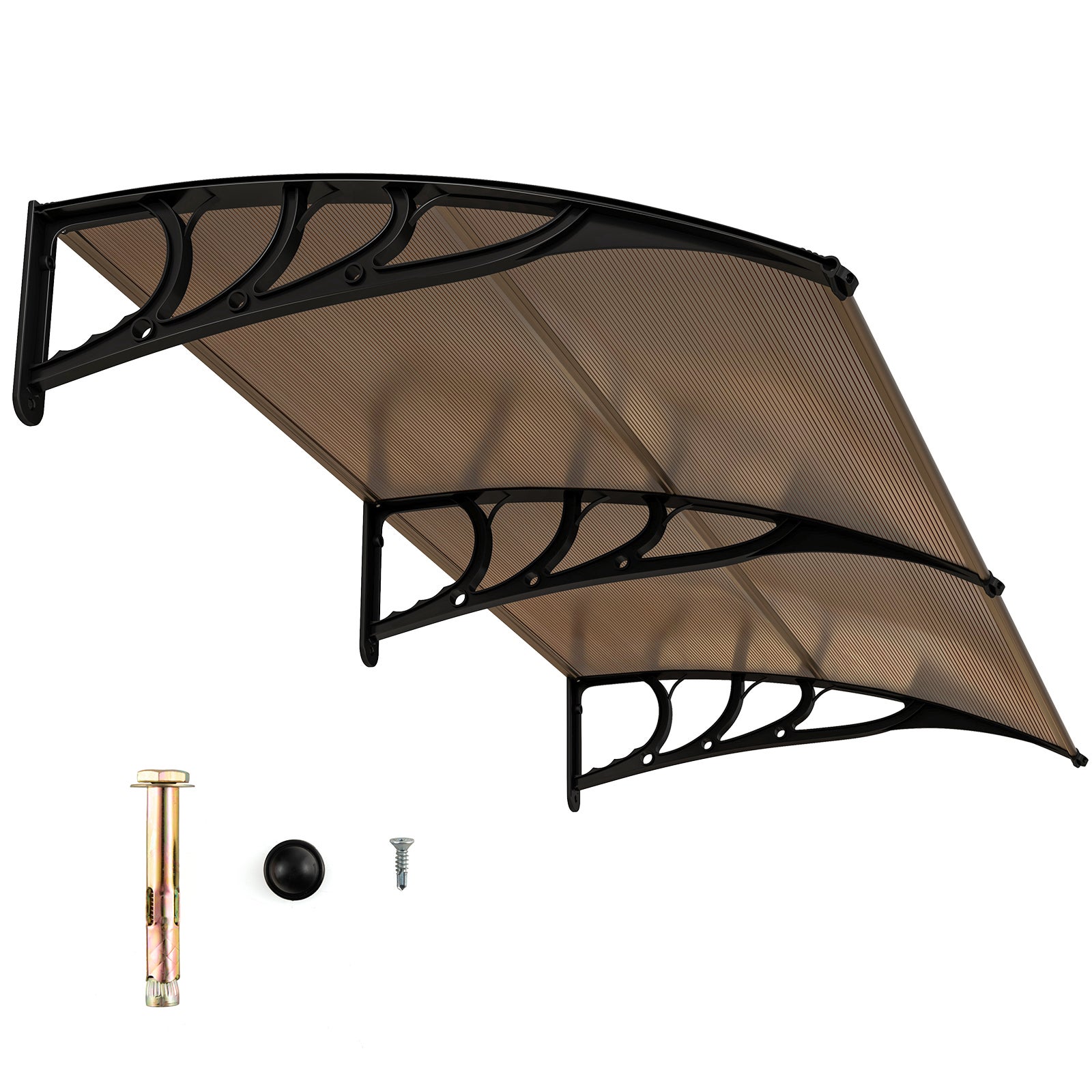Marquesina puerta exterior 199 x 99 cm, tejadillo de protección lluvia nieve viento protección solar, tejadillo de exterior (199x99 cm,café)