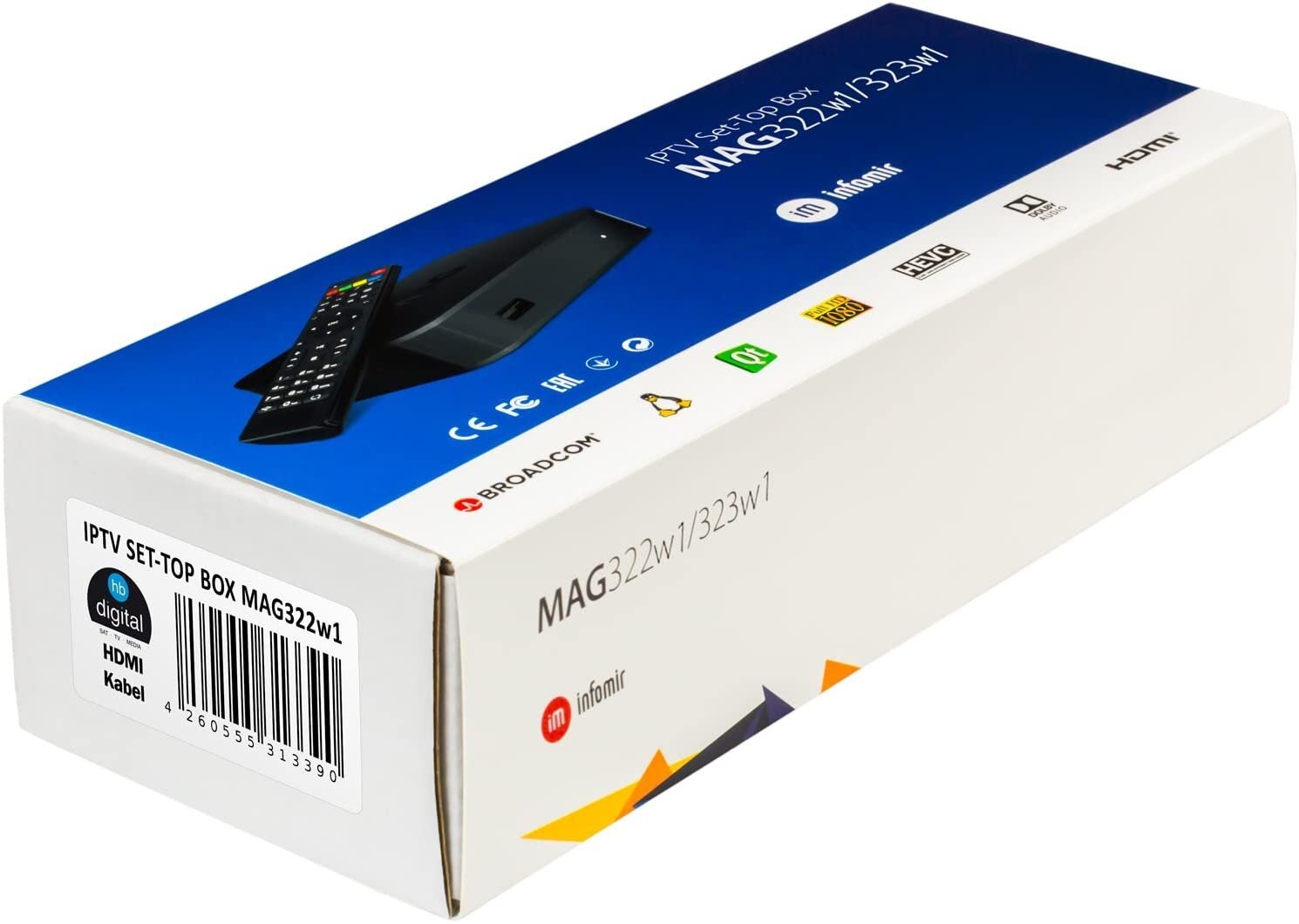 Décodeur IPTV Multimédia MAG 322w1 - Set Top Box TV, H.265, WLAN WiFi intégré 150Mbps, Lecteur multimédia Internet TV + câble HDMI - 5