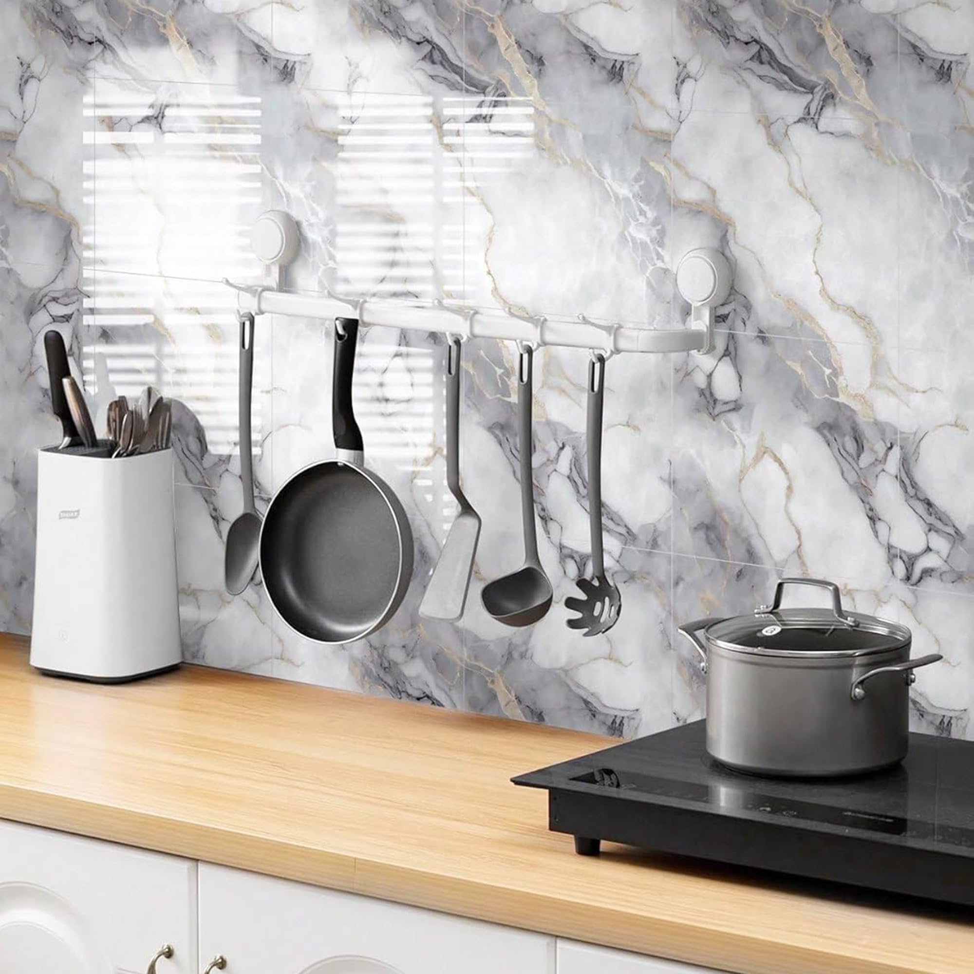 Set di 20 adesivi murali effetto marmo, pannelli doccia in PVC impermeabili, adatti per camere da letto e cucine, 30x30 cm (01) - 7