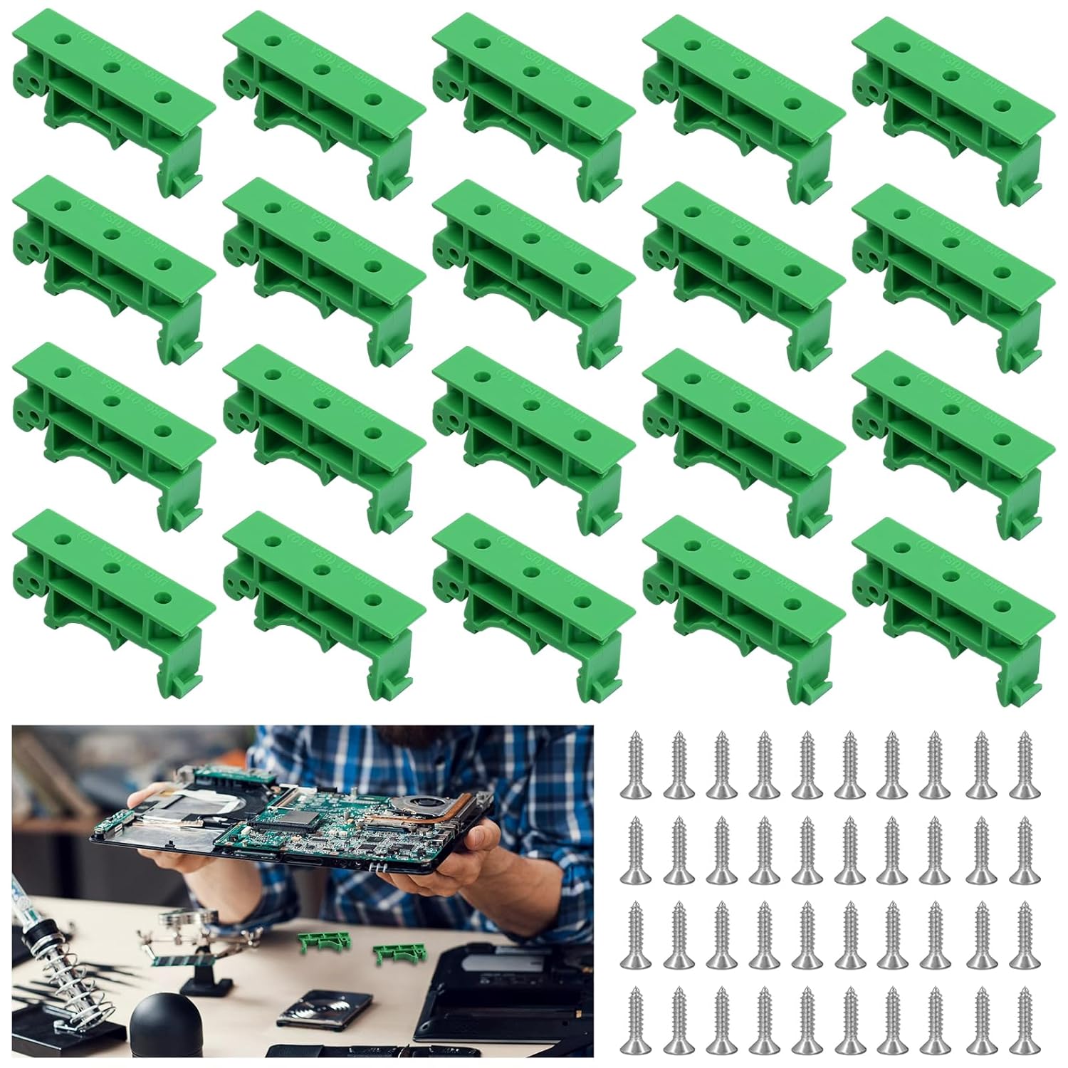 Zestaw adapterów C45 do szyny DIN, 20 elementów, do płytek PCB (zestaw 10 sztuk) – uniwersalny zestaw listew zaciskowych – listwy zaciskowe do szyny