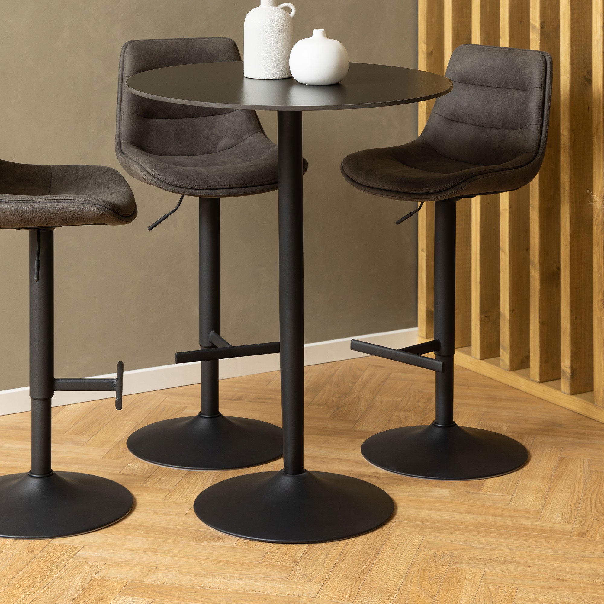 Table de bar ronde 80x80x105 cm en céramique noire - MIRRA | Leroy Merlin
