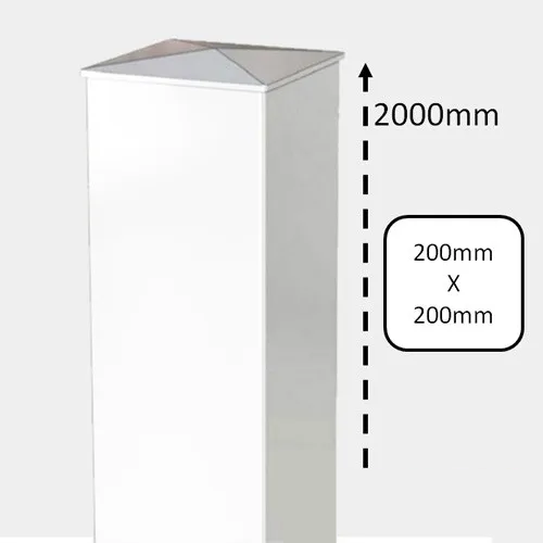 Pilier de portail PVC à sceller remplissage béton H 200 x L 20 cm blanc