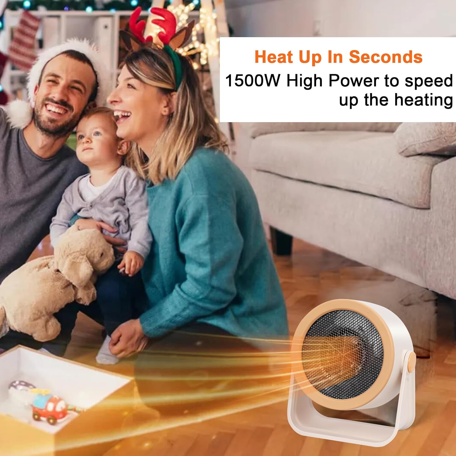 Przenośny ogrzewacz do biura, na patio, do garażu i domu, z zabezpieczeniem przed przegrzaniem i przewróceniem. - 3