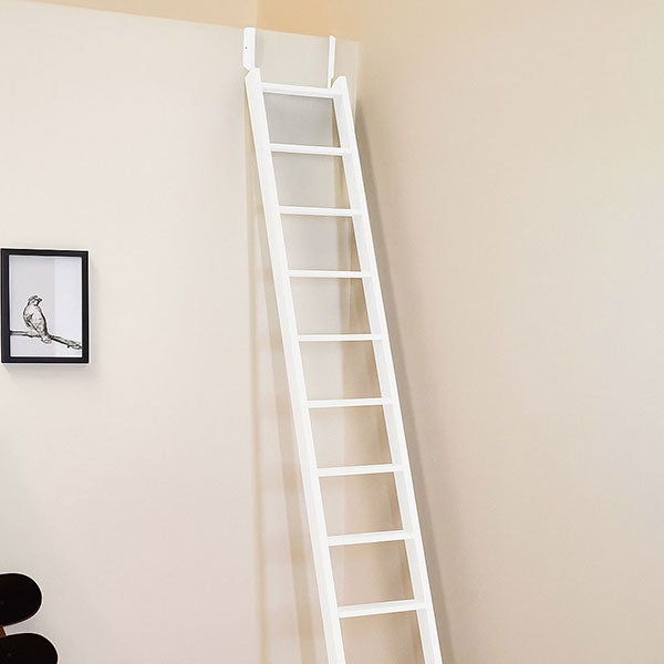 Echelle de meunier rabattable Blanc RAL 9010 10 marches - Hauteur de sol à sol 2,37m - EC-MEZZ-RAB-B-10 - 6