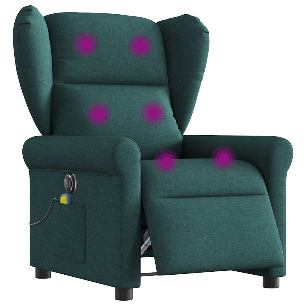 Fauteuil de massage | Fauteuil de relaxation | Chaise de relaxation inclinable électrique Vert foncé Tissu CFW195619 - 2