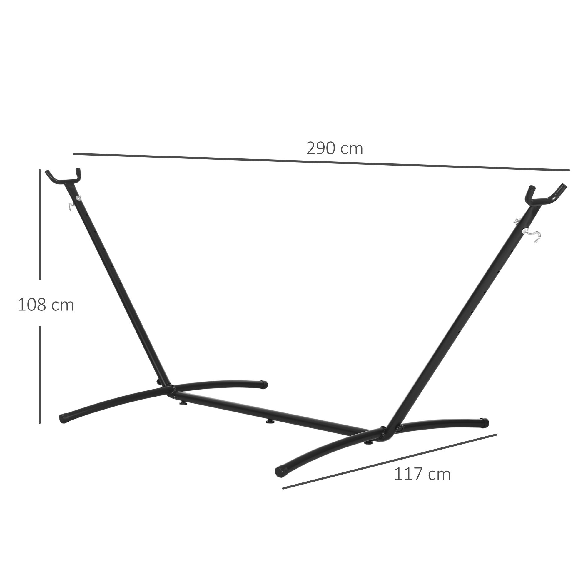 Suporte para rede, estrutura metálica resistente com revestimento epóxi, preto, altura ajustável (6 níveis), dimensões: 2,80 m de comprimento... - 5